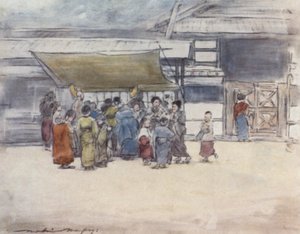 屋台へのラッシュ 作： Mortimer Ludington Menpes
